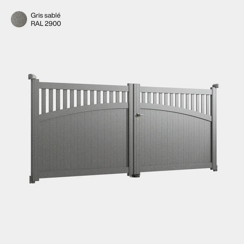 Portail aluminium: Portail double battant Akaba Gris sable RAL 2900