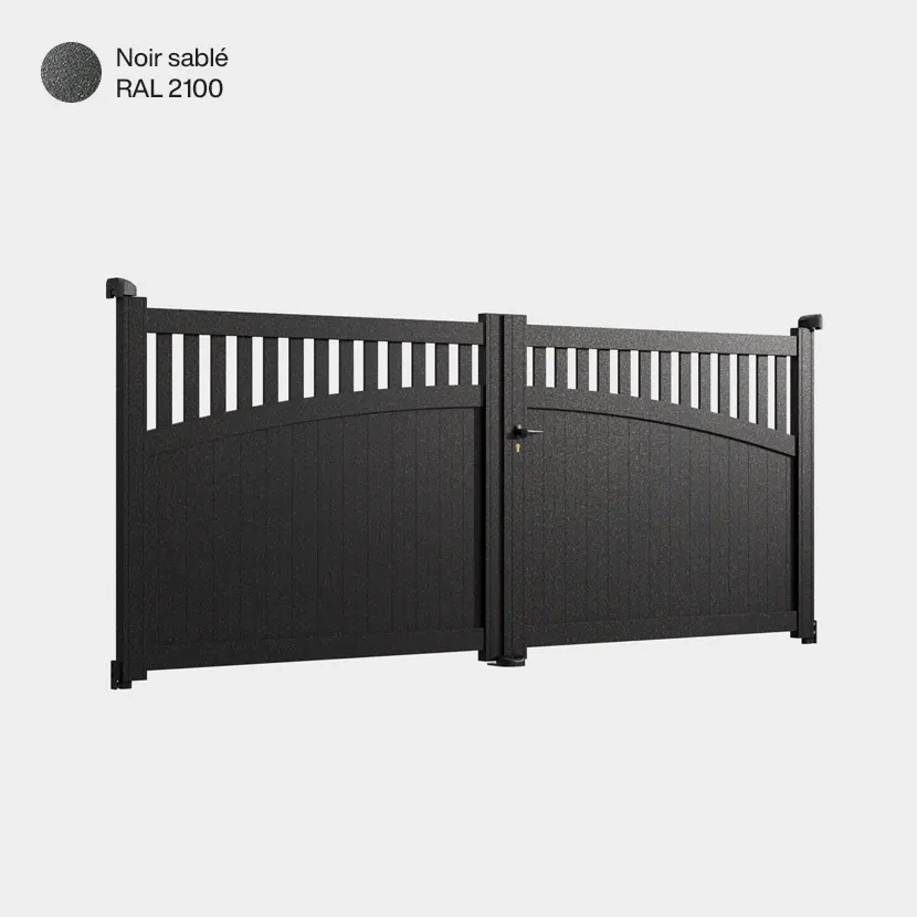 Portail aluminium: Portail double battant Akaba Noir sable RAL 2100