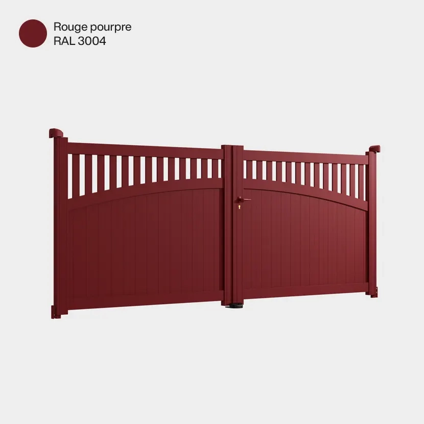 Portail aluminium: Portail double battant Akaba Rouge Pourpre RAL 3004