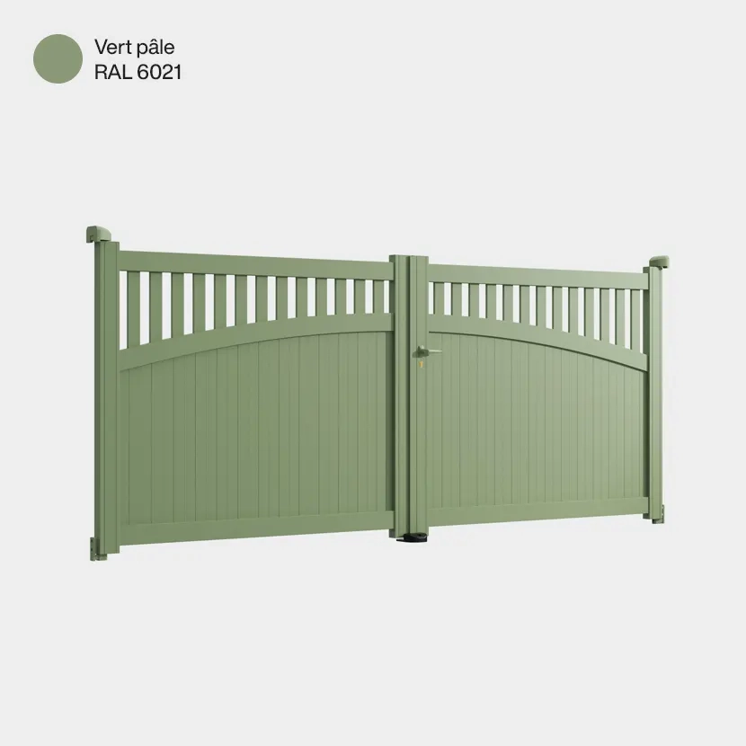 Portail aluminium: Portail double battant Akaba Vert pale RAL 6021