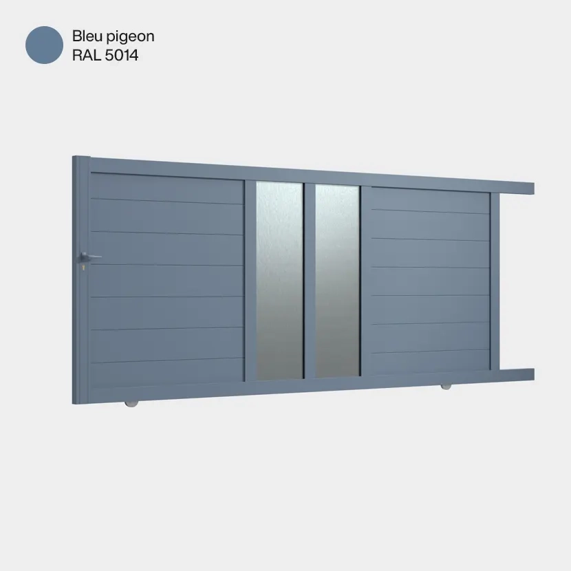 Portail coulissant Arca Bleu Pigeon RAL 5014