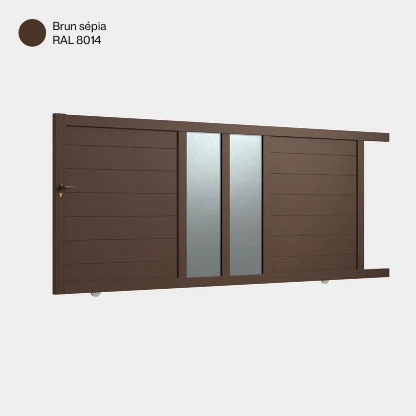 Portail coulissant Arca Brun Sépia RAL 8014