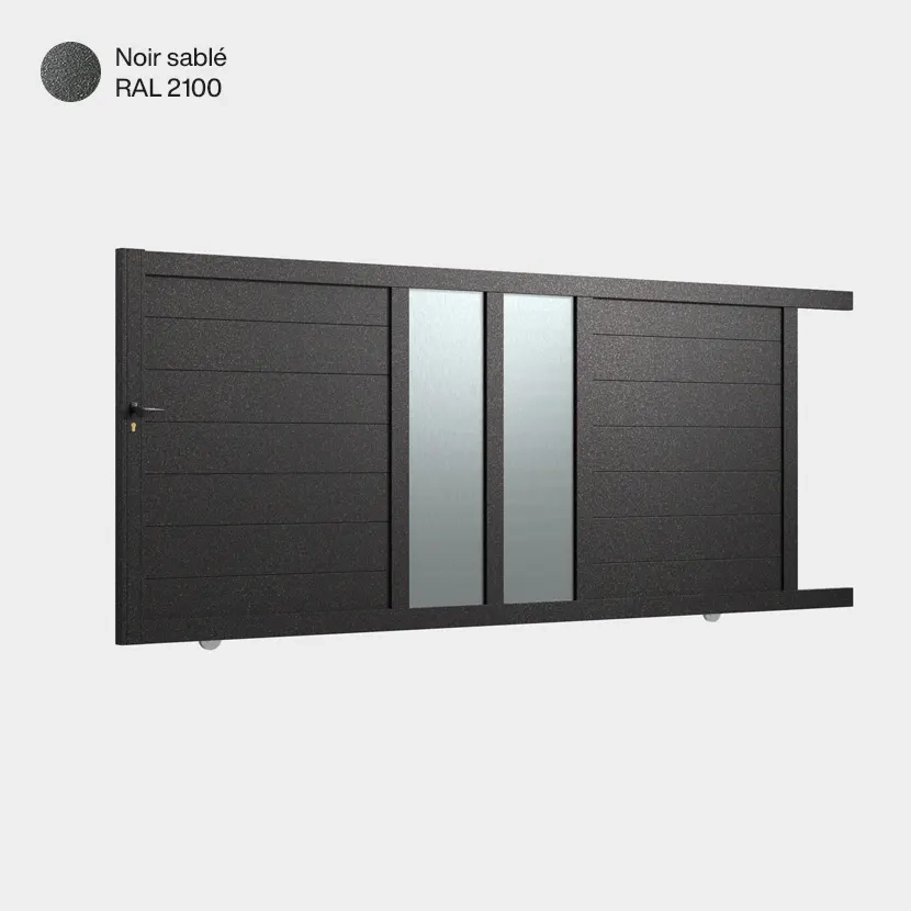 Portail coulissant Arca Noir Sablé RAL 2100