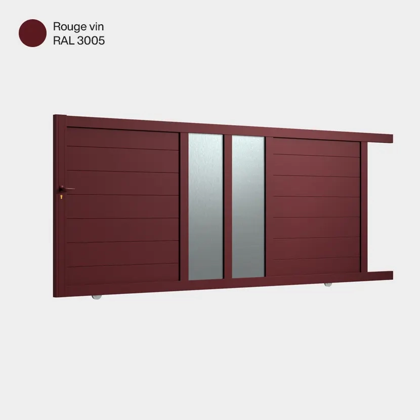 Portail coulissant Arca Rouge Vin RAL 3005