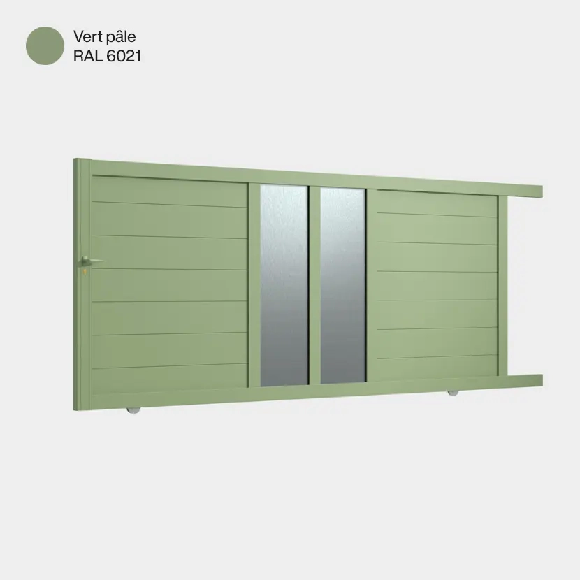 Portail coulissant Arca Vert Pâle RAL 6021