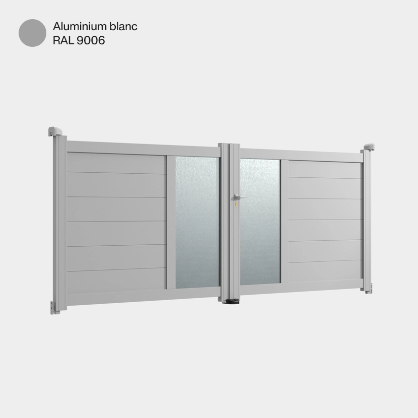 Portail double battant Arca Aluminium Blanc RAL 9006