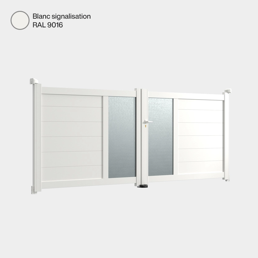 Portail double battant Arca Blanc Signalisation RAL 9016