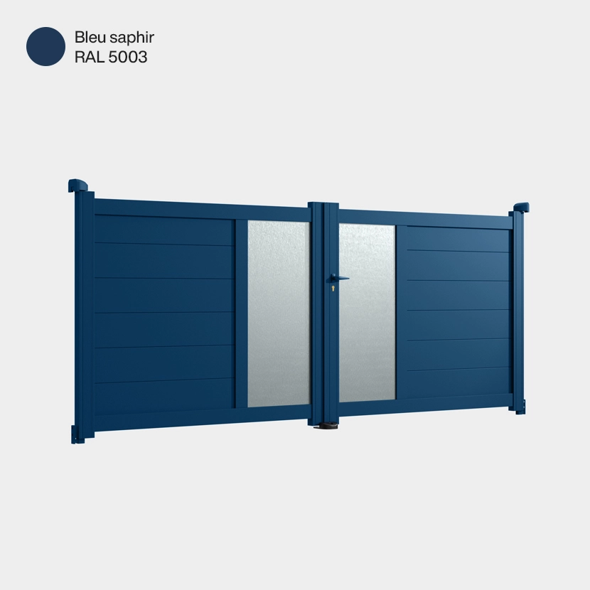 Portail double battant Arca Bleu Saphir RAL 5003