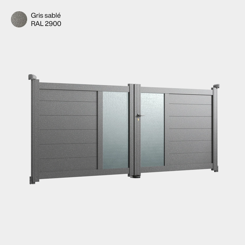 Portail double battant Arca Gris Sablé RAL 2900