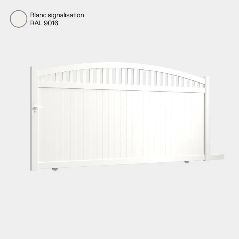 Portail aluminium: Portail coulissant Arrecife Blanc signalisation RAL 9016