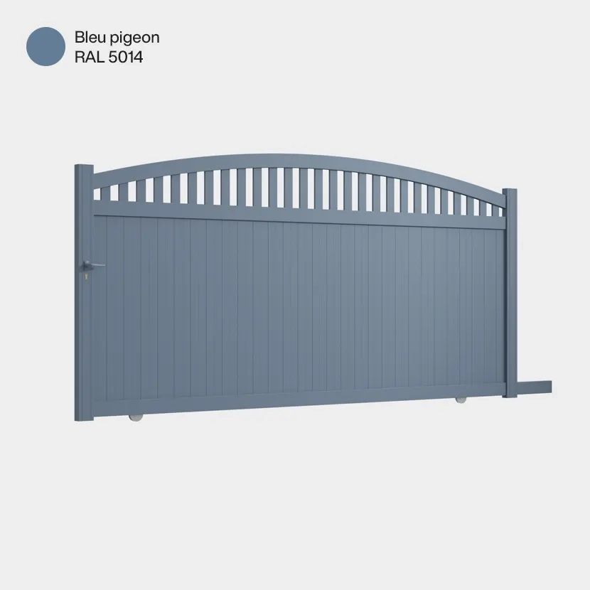 Portail aluminium: Portail coulissant Arrecife Bleu pigeon RAL 5014