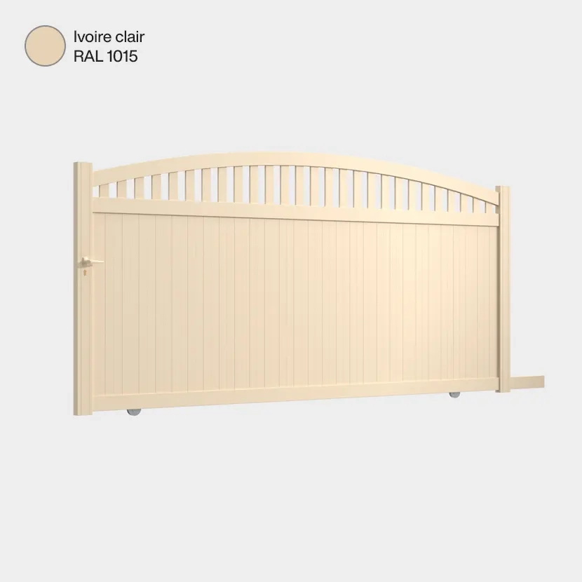 Portail aluminium: Portail coulissant Arrecife Ivoire clair RAL 1015