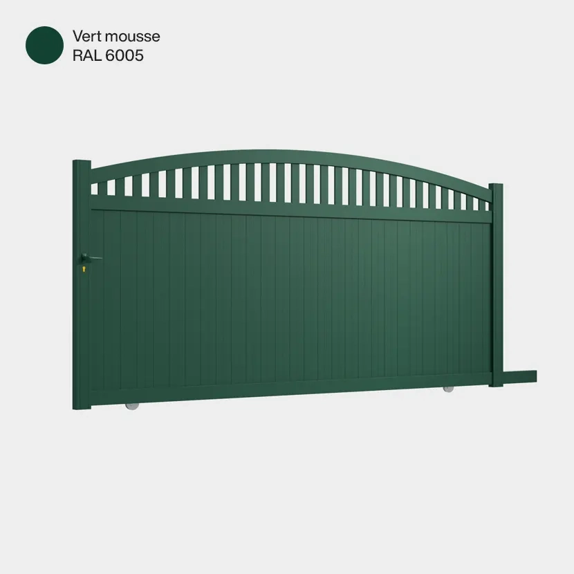 Portail aluminium: Portail coulissant Arrecife Vert mousse RAL 6005
