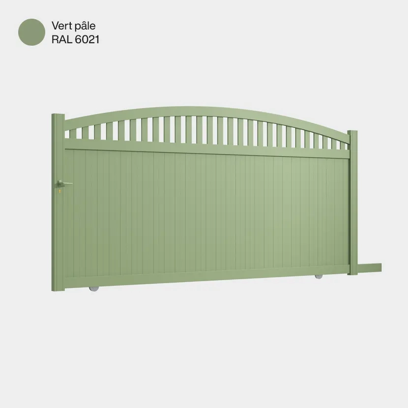 Portail aluminium: Portail coulissant Arrecife Vert pale RAL 6021
