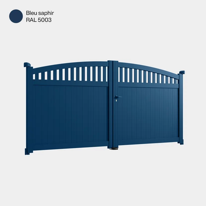 Portail aluminium: Portail double battant Arrecife Bleu saphir RAL 5003
