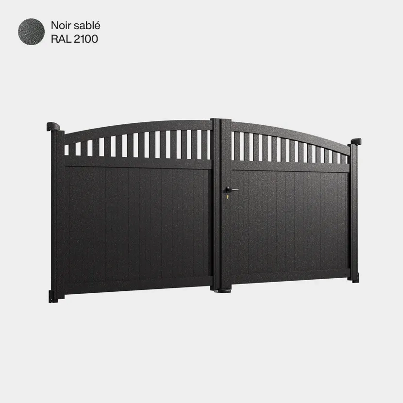 Portail aluminium: Portail double battant Arrecife Noir sable RAL 2100