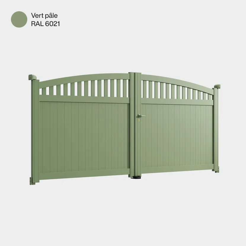 Portail aluminium: Portail double battant Arrecife Vert pale RAL 6021
