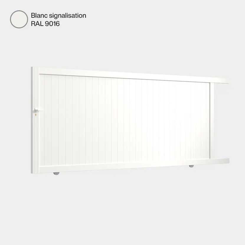 Portail aluminium: Portail coulissant Athenia Blanc signalisation RAL 9016