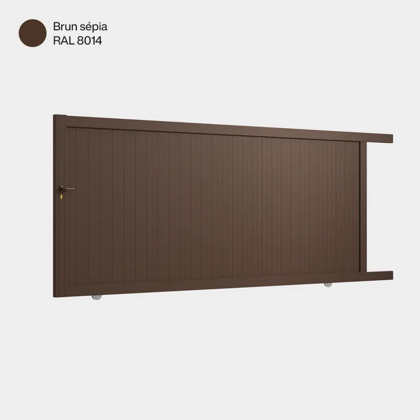 Portail aluminium: Portail coulissant Athenia Brun sepia RAL 8014