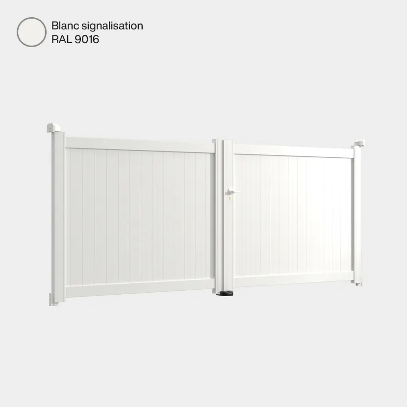 Portail aluminium: Portail double battant Athenia Blanc signalisation RAL 9016