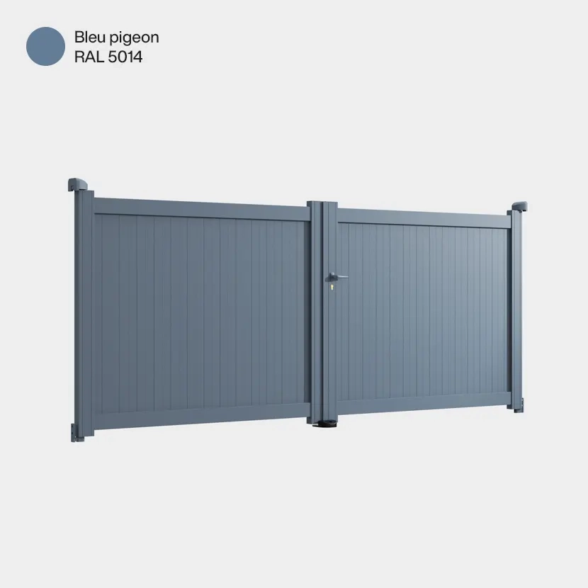 Portail aluminium: Portail double battant Athenia Bleu pigeon RAL 5014