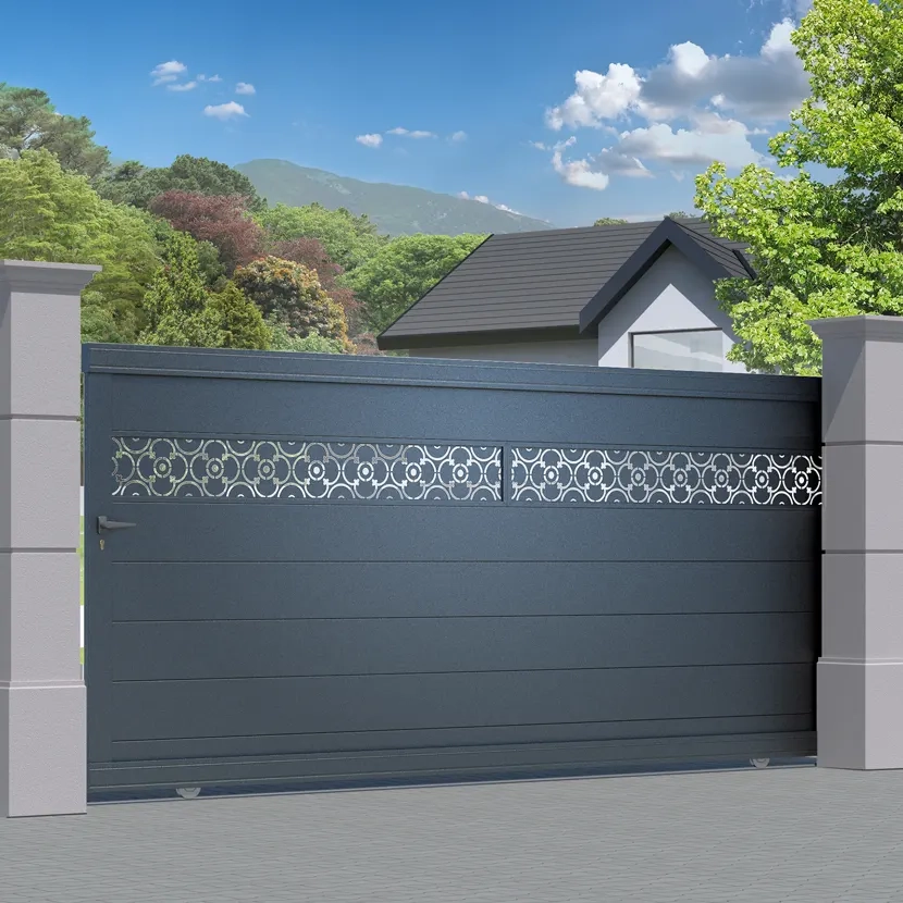 Portail Alu Coulissant Bâle - Découpe Laser Art Déco