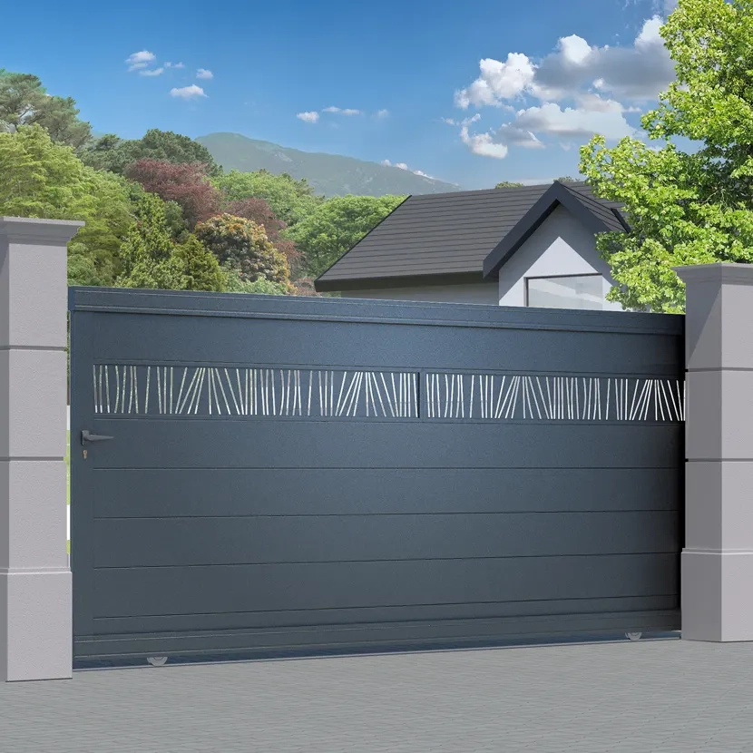 Portail Alu Coulissant Bâle - Découpe Laser Géométrique