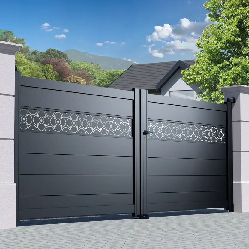 Portail Alu 2 Battants Bâle - Découpe Laser Art Déco