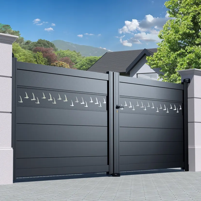 Portail Alu 2 Battants Bâle - Découpe Laser Nature