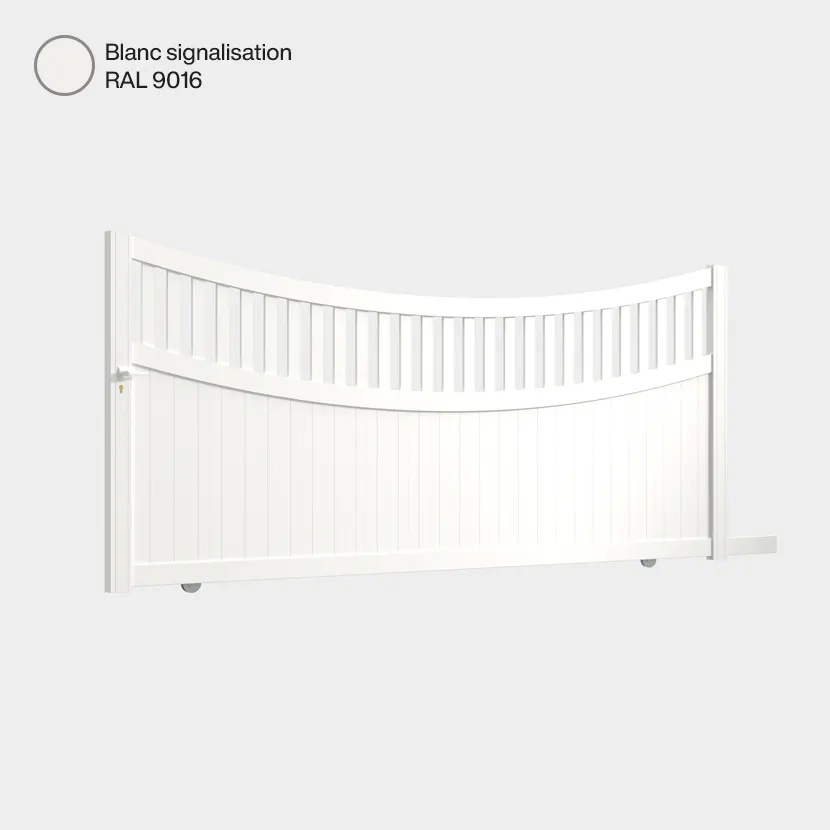 Portail aluminium: Portail coulissant Benares Blanc signalisation RAL 9016
