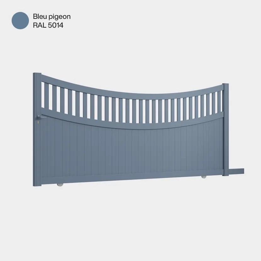 Portail aluminium: Portail coulissant Benares Bleu pigeon RAL 5014