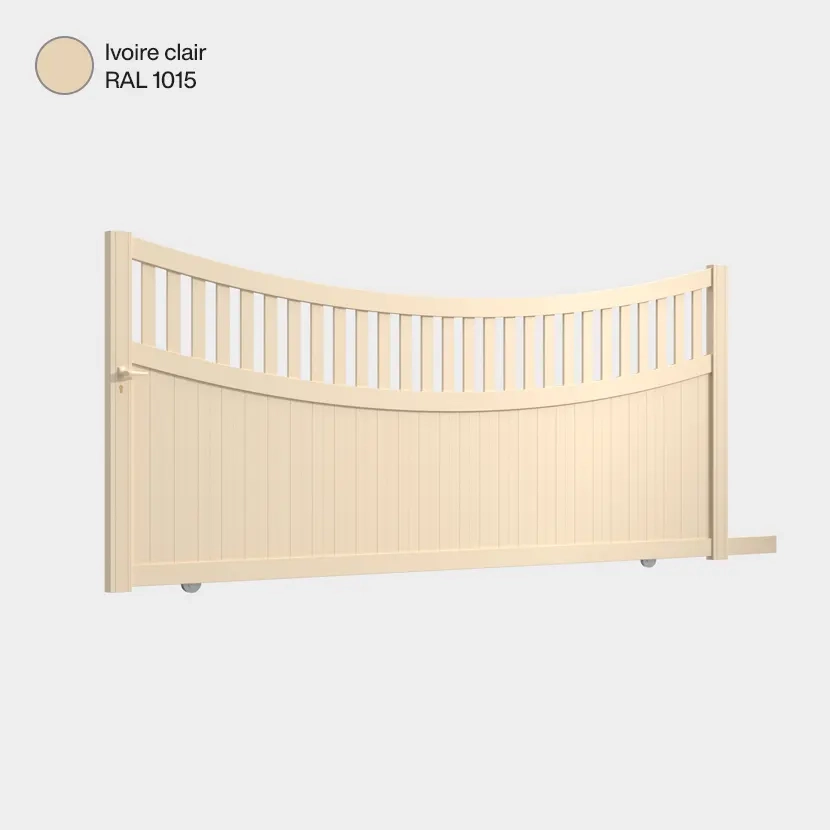 Portail aluminium: Portail coulissant Benares Ivoire clair RAL 1015