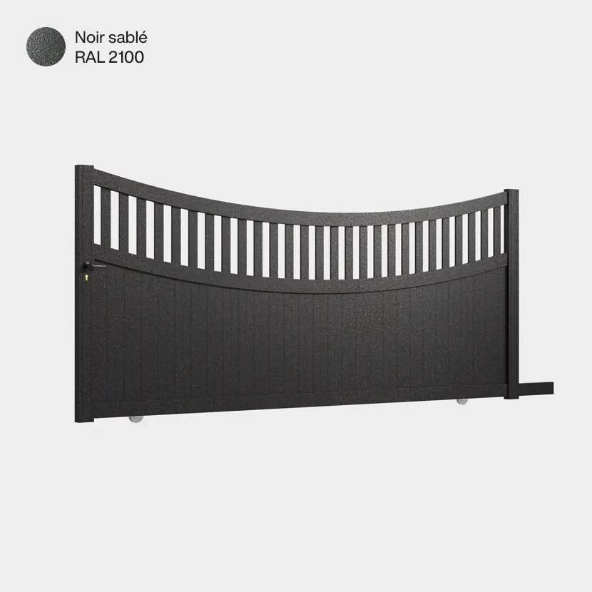 Portail aluminium: Portail coulissant Benares Noir sable RAL 2100