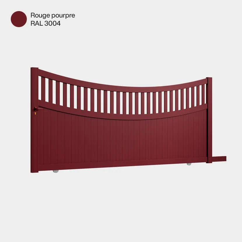 Portail aluminium: Portail coulissant Benares Rouge Pourpre RAL 3004