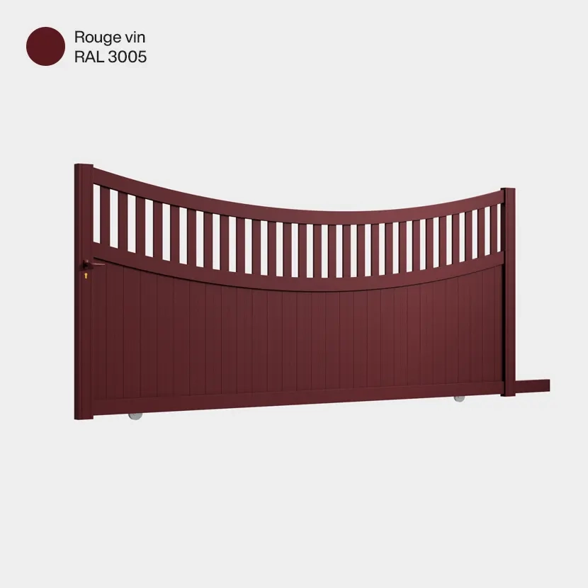 Portail aluminium: Portail coulissant Benares Rouge Vin RAL 3005