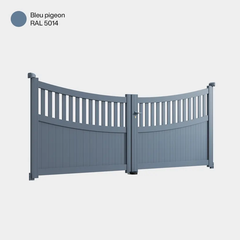 Portail aluminium: Portail double battant Benares Bleu pigeon RAL 5014