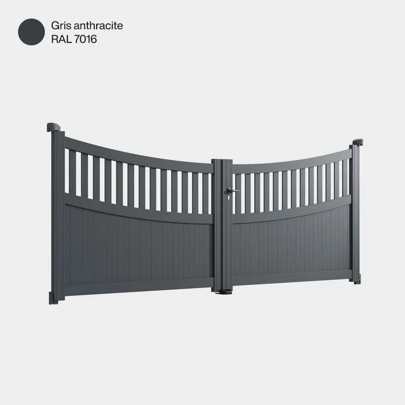 Portail aluminium: Portail double battant Benares Gris Anthracite RAL 7016