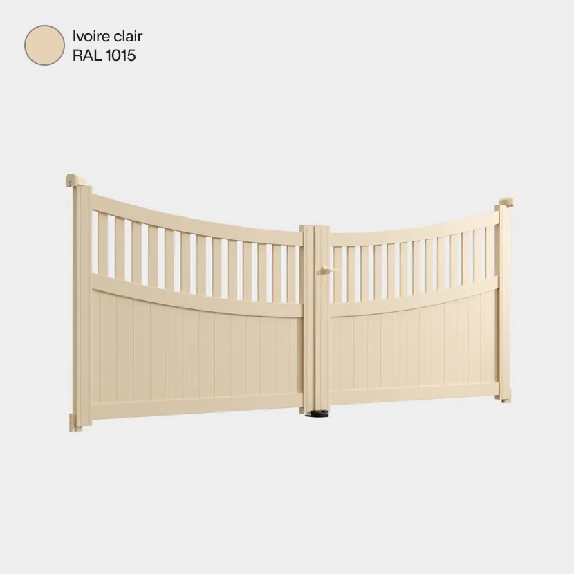 Portail aluminium: Portail double battant Benares Ivoire clair RAL 1015