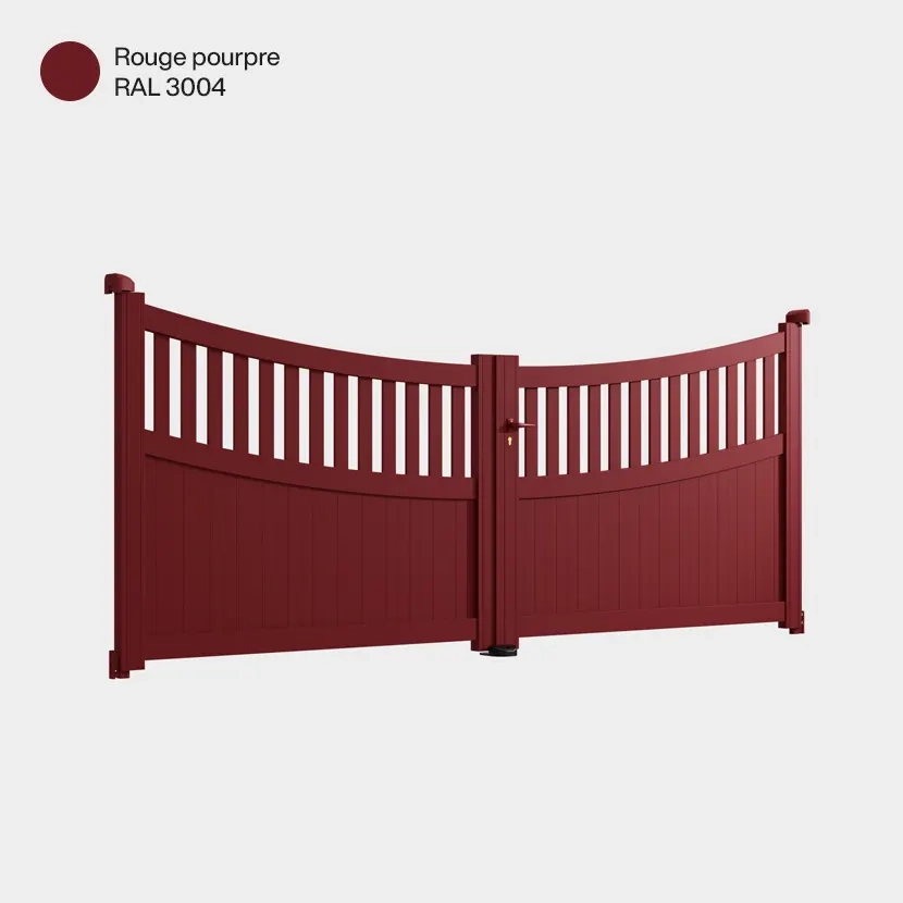 Portail aluminium: Portail double battant Benares Rouge Pourpre RAL 3004