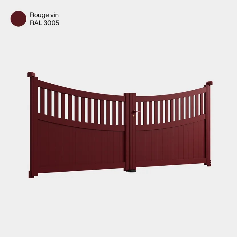 Portail aluminium: Portail double battant Benares Rouge Vin RAL 3005