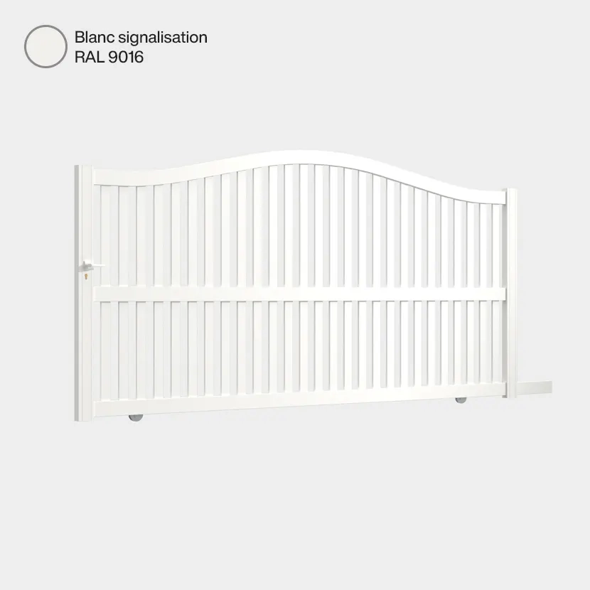 Portail aluminium: Portail coulissant Berlin Blanc signalisation RAL 9016