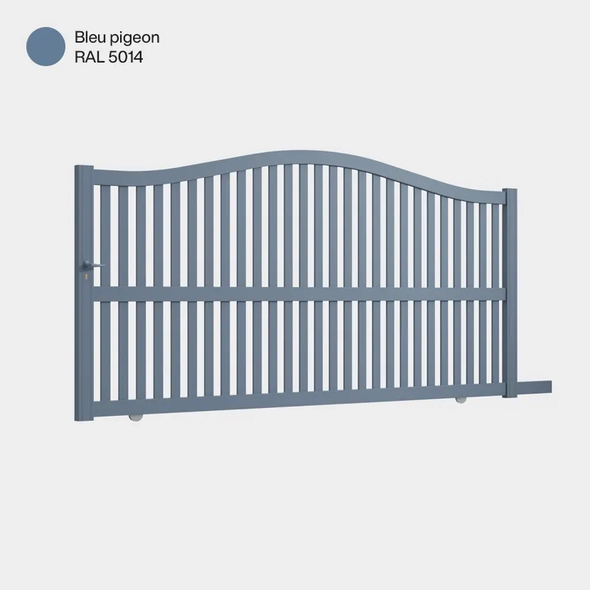 Portail aluminium: Portail coulissant Berlin Bleu pigeon RAL 5014