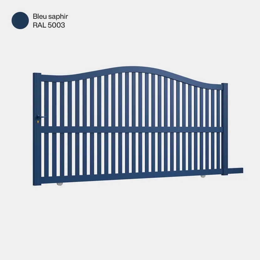Portail aluminium: Portail coulissant Berlin Bleu saphir RAL 5003