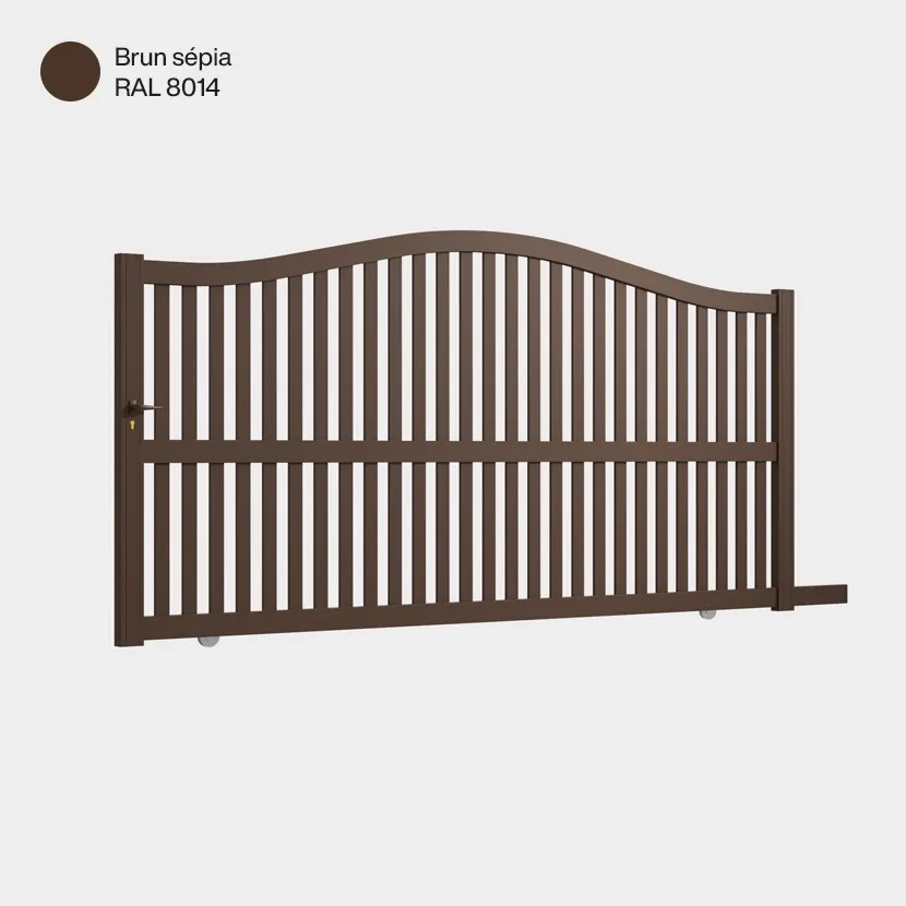 Portail aluminium: Portail coulissant Berlin Brun sepia RAL 8014