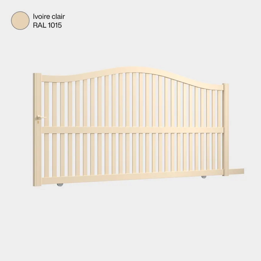Portail aluminium: Portail coulissant Berlin Ivoire clair RAL 1015