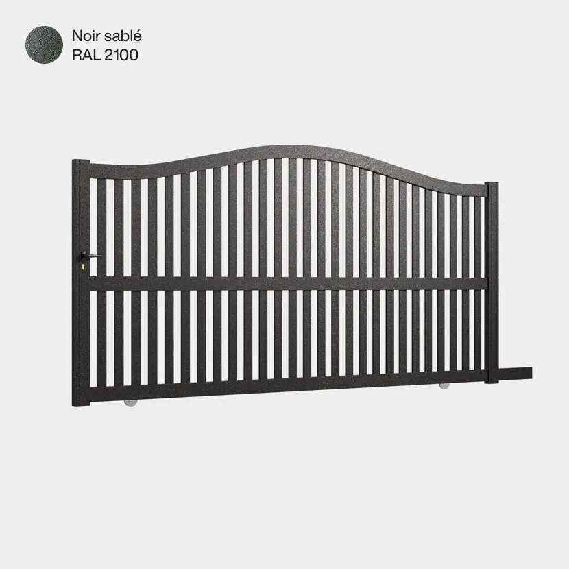 Portail aluminium: Portail coulissant Berlin Noir sable RAL 2100