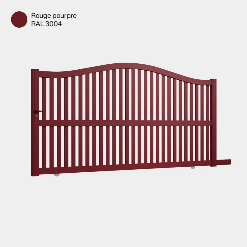 Portail aluminium: Portail coulissant Berlin Rouge Pourpre RAL 3004