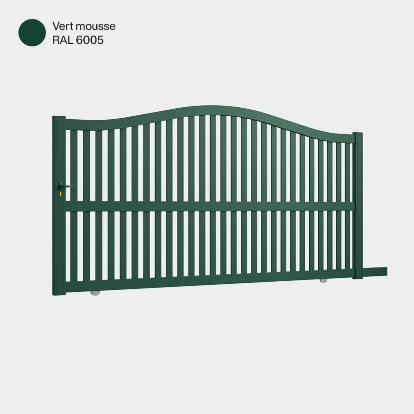 Portail aluminium: Portail coulissant Berlin Vert mousse RAL 6005
