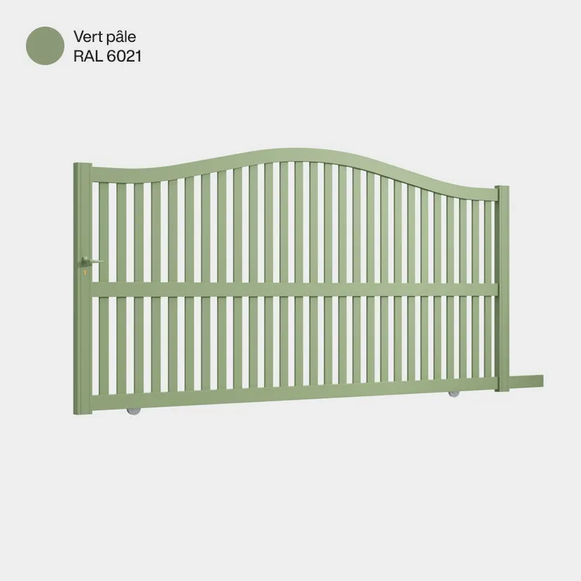 Portail aluminium: Portail coulissant Berlin Vert pale RAL 6021
