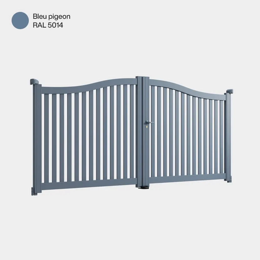 Portail aluminium: Portail double battant Berlin Bleu pigeon RAL 5014
